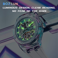 Reloj Mecánico Unisex SKMEI Bozlun BZ188, Movimiento Automático, Correa de Silicona, Caja Transparente de Acrílico, Resistente al Agua 3BAR, Deportivo