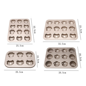 Carbon Steel Gold Cartoon Baking Pan 6 12 Inch Non Stick For Bread Cake Home Use - Product Image 1