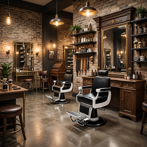 Estación de Espejo de Barbería Ajustable, Moderna, Elegante y Duradera, Muebles de Madera Real para Salón de Belleza, Barbería o Taller - Product Image 3