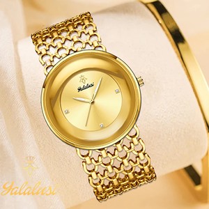 Reloj de lujo ligero Yalalusi para mujer, reloj retro con correa hueca para mujer, reloj con esfera redonda para mujer - Product Image 1