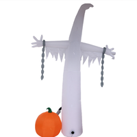 Fantôme gonflable blanc de 3,6 mètres avec chaînes et citrouille pour décoration de fête en extérieur