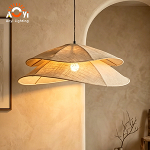 Luminaire suspendu en <span class=keywords><strong>lin</strong></span> de style Wabi Sabi, double couche de <span class=keywords><strong>tissu</strong></span>, pour salle à manger - Product Image 1