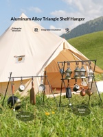 Étagère de rangement triangulaire en alliage d'aluminium de style camping pour ustensiles de cuisine, casseroles, lampes - Stable et installation rapide
