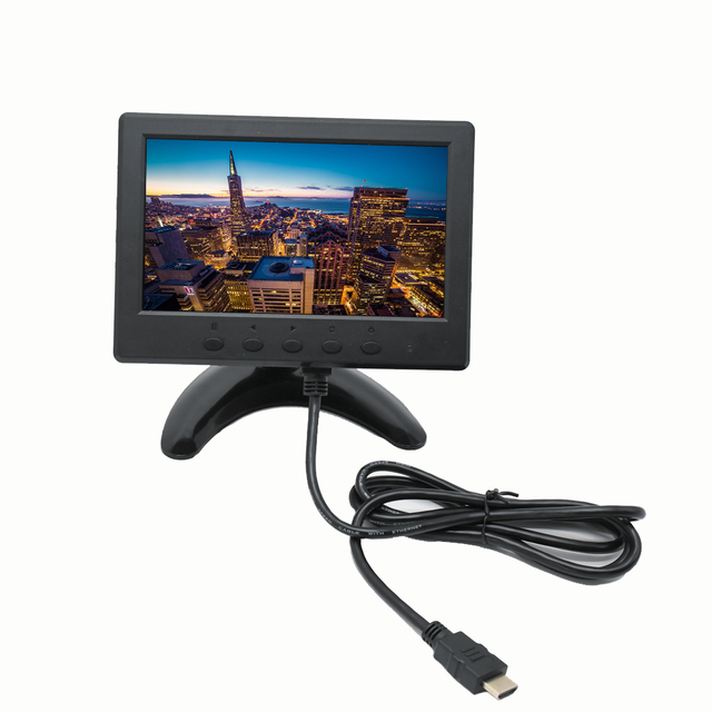 7 Inch Touchscreen Monitor with Compatible with Raspberry Pi4 Home LED Speaker Black Industrial for Business Desktop LCD