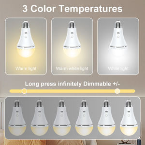 LED Bulb E26 <b>Rechargeable</b> <b>USB</b> Touch Control Tri Color Remote Home <b>Lighting</b> - Product Image 2