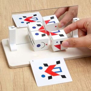 Kids Perfect Gift Mirror Block <b>Puzzles</b> Building Cubes Pattern Matching Wooden Match <b>Puzzle</b> Game - Product Image 4