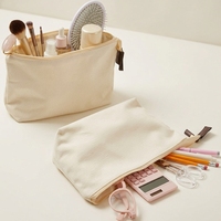 Pochette zippée en coton biologique GOTS personnalisée, sac de voyage réutilisable en toile, sac de toilette écologique, sac à maquillage multifonction en coton, vente en gros