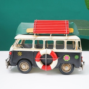 Figurines de bus rétro en fer, modèle de bus en métal, bus de plage vintage, <span class=keywords><strong>miniatures</strong></span> avec skateboard, décoration de bar à domicile, artisanat pour enfants, cadeau - Product Image 6