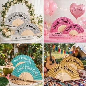QM Hot Selling Eco-Friendly Folk Art Glitter Wooden Hand Fan with Rope Custom Design for Parties and <b>Gifts</b> - Product Image 5