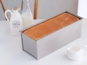 Champagneゴールドノンスティックベーキング斤トレイとカバーCorrugated Bread Tinパン斤パン