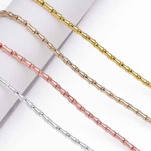 <b>Metal</b> Bamboo Joint Beads Gold Rose Gold Silver Plated Chain Loose Beads For <b>Bracelet</b> Making DIY Jewelry Accessories - Product Image 1