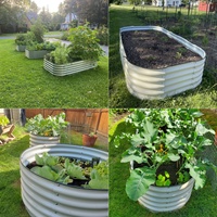Lit surélevé en métal 195X60X43 cm 6-en-1 Jardin Antirouille Extrêmement Stable Légumes Herbes Fleurs Kit de lit surélevé
