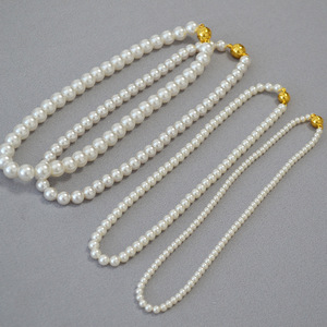 Elegante lujo oro imán hebilla 4mm/6mm/8mm/10mm blanco/gris círculo perlas gargantilla collar/pulseras - Product Image 1