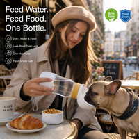 Bol d'eau et récipient pour nourriture pour chien portable 2 en 1, bouteille d'alimentation pour animaux de compagnie, anti-fuite, avec verrouillage par torsion, pour le camping en plein air et les voyages, 600 ml