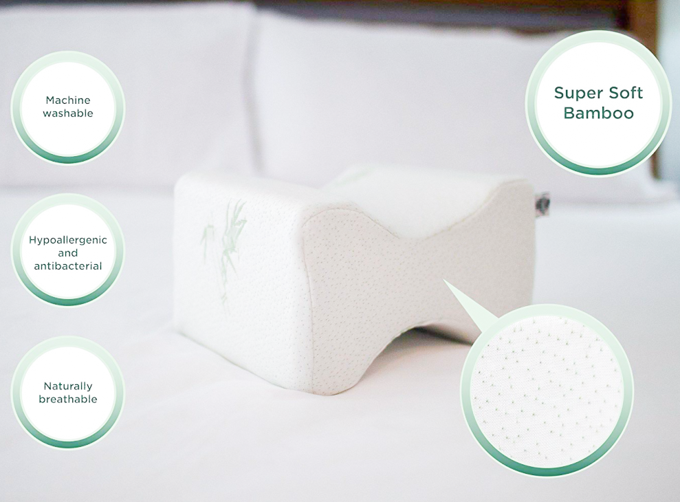 De luxe En Mousse à Mémoire de Confort de Soulagement de La Douleur Du Nerf Sciatique Bambou Genou Oreiller