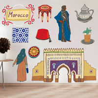 Décoration de salon auto-adhésif maroc bâtiment islamique dua autocollants pour autocollant mural musulman
