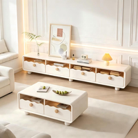 Ensemble de meubles de salon de luxe modernes : meuble TV et table basse en bois durable et acier inoxydable, écologique
