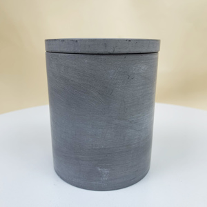 Portavelas de hormigón vacío mate redondo <span class=keywords><strong>gris</strong></span> <span class=keywords><strong>oscuro</strong></span> de cemento ecológico más popular con tapa - Product Image 2