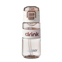 Bouteille d'eau en PC de 540 ml avec paille, couvercle rabattable, anti-fuite, portable, pour étudiants, sport, gym, camping en plein air