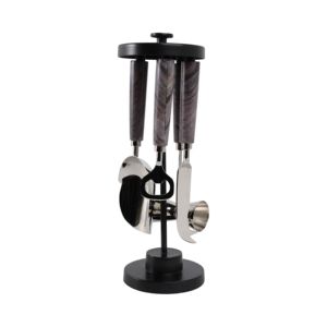 Kit de Herramientas de Bar, Juego de Coctelería Moderno, Accesorios de Barman con Mangos de Acero Inoxidable y Agarre de Madera para Uso en el Hogar - Product Image 1