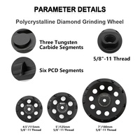 Disque de meulage en diamant polycristallin PCD de 4,5/5/7 pouces pour l'élimination de la colle et du revêtement époxy avec bride M14/5/8''-11