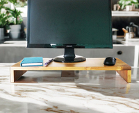 Support d'écran d'ordinateur moderne en bois de teck, pliable, à un seul niveau, de type sur pied, respectueux de l'environnement, avec garantie de qualité, pour usage au bureau