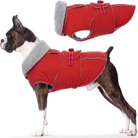 Veste pour chien doublée de peluche rouge, manteau pour animaux de compagnie résistant au froid, gilet coupe-vent pour chiot pour les promenades en plein air en hiver