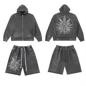 Conjunto Deportivo Personalizado para Hombre, Corte Regular, Transpirable, Ecológico, Ligero, 100% Algodón, Lavado Ácido, Sudadera con Capucha Estilo Urbano - Product Image 1