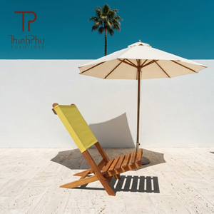 Chaise de plage portable légère en bois de pin massif, imperméable, design contemporain, utilisation en extérieur - Product Image 5