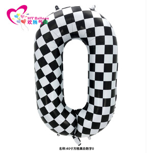 Ballon HT à carreaux numéro 1, 40 pouces, noir et blanc, décoration de fête d'anniversaire - Product Image 4
