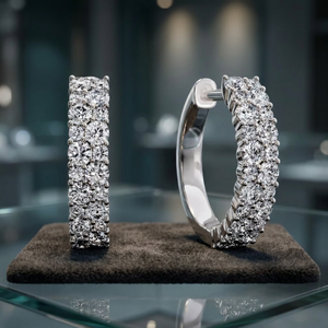Boucles d'oreilles pendantes et clous d'oreilles en diamant rond, bijoux fins de luxe pour femmes, pour les mariages et les soirées - Product Image 1