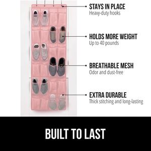 Hot 24 Grid Pink Breathable Mesh Pocket Hanging <b>Storage</b> Rack Closet Rack Hanger Hanging <b>Storage</b> Bag - Product Image 3