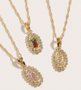 Collier personnalisé pour femme HR, Vierge Marie, en alliage plaqué cuivre, couronne double face avec incrustation de zirconium, pour la vie quotidienne - Product Image 6