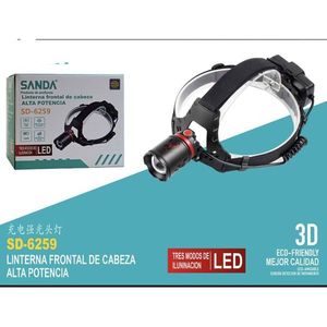 Linterna frontal Sanda Led recargable de alta potencia con 3 modos para uso en exteriores - Product Image 3