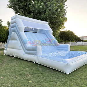 Commercial bounce house combo jumping bouncy castle white inflatable double <b>slide</b> with water <b>pool</b> for kids - Product Image 5