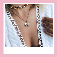 Colliers tendance pour femmes en acier inoxydable plaqué or avec chaîne à maillons, pendentif globe creux carte du monde, bijoux cadeau de voyage HENGFENG