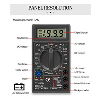 DT-830B Multimeter Digital LCD, Ammeter AC DC, Voltmeter Mini, Multimeter Digital genggam, kabel Ohm Meter dengan kombinasi Probe