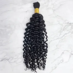 100% Natural Color Unwefted Hair Extensions No Weft Bulk Deep Wave Human Hair For Braiding