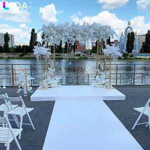 LEDA Wedding <b>Party</b> Events Decor Luxury Wedding Stage Gold Flower Arch Metal Square <b>Backdrop</b> - Product Image 1