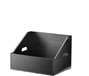 プレミアム無垢材折りたたみ式モダンで環境に優しいリビングルーム用レコード収納ラック（アルバムオーガナイザーとクレート付き） - Product Image 1