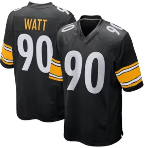 Camiseta de Fútbol Americano de los Pittsburgh Steelers, T.J. Watt 90, Uniforme de la NFL Cosido para Hombre, Negro, Blanco y Dorado - Product Image 6