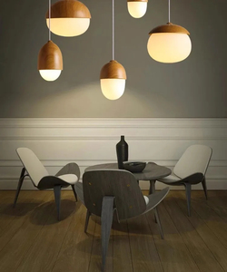 Lampe suspendue simple en verre opale avec <span class=keywords><strong>abat</strong></span>-<span class=keywords><strong>jour</strong></span> en bois <span class=keywords><strong>naturel</strong></span> texturé, petite lampe de plafond - Product Image 3