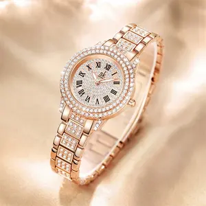 Đồng Hồ Sang Trọng Đầy Đủ Moissanite Kim Cương Phụ Nữ Thạch Anh Đồng Hồ Horloges Tùy Chỉnh Nữ Iced Ra Relogio Feminino Đồng Hồ Phụ Nữ Cổ Tay