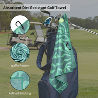 Serviette de golf en microfibre gaufrée magnétique certifiée GRS Eastsunshine, logo brodé personnalisé, mousqueton, OEM, écologique