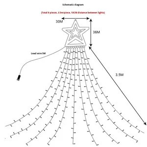 Guirlandes lumineuses LED en forme d'étoile à cinq branches pour Noël, cascade, IP65, étanches, pour extérieur, à suspendre, pour arbre, cour, <span class=keywords><strong>parc</strong></span>, décoration basse tension - Product Image 3