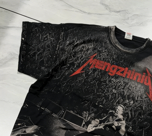 เสื้อยืดวงดนตรีเฮฟวีเมทัลสำหรับผู้ชาย MZN แบบสั่งทำพิเศษ ลายวินเทจขาดๆ เสื้อยืดทรงหลวม สไตล์สตรีทแวร์สำหรับคอนเสิร์ต - Product Image 3