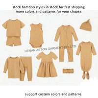 Set piyama bayi motif kotak-kotak dan Solid lengan panjang grosir setelan piyama bayi bambu Viscose 2 potong
