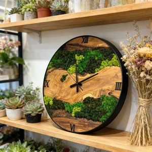 <span class=keywords><strong>Reloj</strong></span> <span class=keywords><strong>de</strong></span> <span class=keywords><strong>Pared</strong></span> <span class=keywords><strong>de</strong></span> Musgo Natural <span class=keywords><strong>de</strong></span> Tamaño Personalizado con Madera <span class=keywords><strong>de</strong></span> Olivo, Decoración Rústica Ecológica Hecha a Mano para el Hogar, Oficina, Hotel - Product Image 2