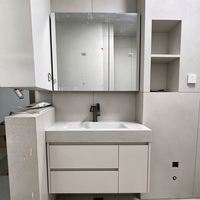 Kabinet Cermin Anti-Kabut Pintar PVC untuk Kamar Mandi, Digantung di Dinding, Tahan Lembab, Perabot Kamar Mandi untuk Penggunaan Komersial
