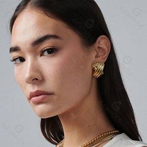 Gemnel Triple X Stud Hollow 925 Pendientes de plata Diseño geométrico minimalista Pendientes gruesos brillantes - Product Image 2